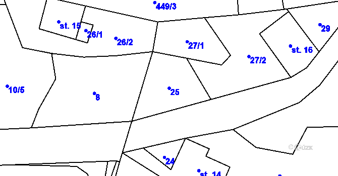 Parcela st. 25 v KÚ Horní Orlice, Katastrální mapa