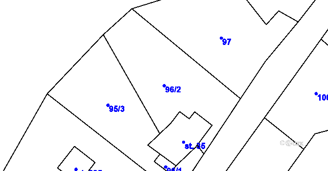 Parcela st. 96/2 v KÚ Horní Orlice, Katastrální mapa