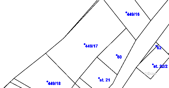 Parcela st. 449/17 v KÚ Horní Orlice, Katastrální mapa