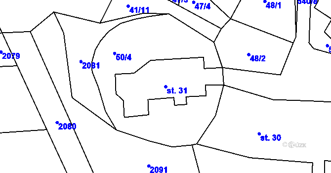 Parcela st. 31 v KÚ Mlýnický Dvůr, Katastrální mapa