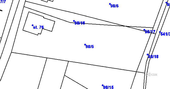 Parcela st. 98/5 v KÚ Mlýnický Dvůr, Katastrální mapa