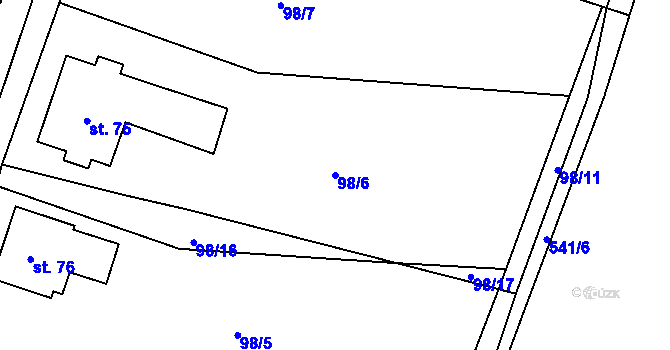 Parcela st. 98/6 v KÚ Mlýnický Dvůr, Katastrální mapa