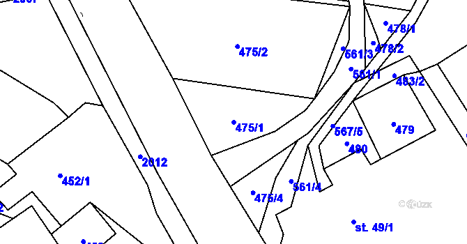 Parcela st. 475/1 v KÚ Mlýnický Dvůr, Katastrální mapa