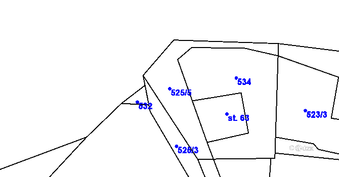 Parcela st. 525/5 v KÚ Mlýnický Dvůr, Katastrální mapa