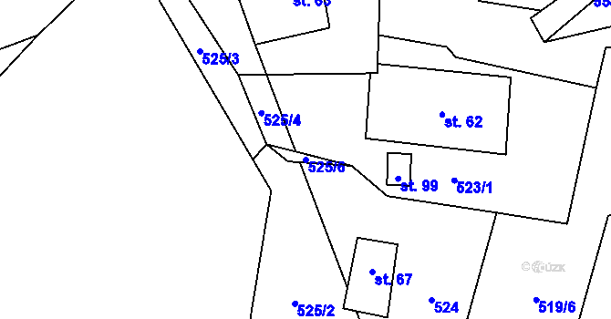 Parcela st. 525/6 v KÚ Mlýnický Dvůr, Katastrální mapa