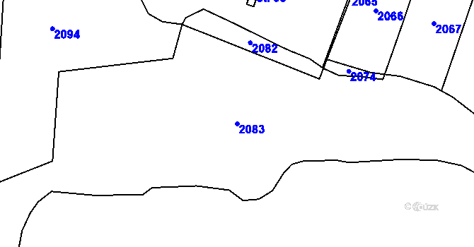 Parcela st. 2083 v KÚ Mlýnický Dvůr, Katastrální mapa