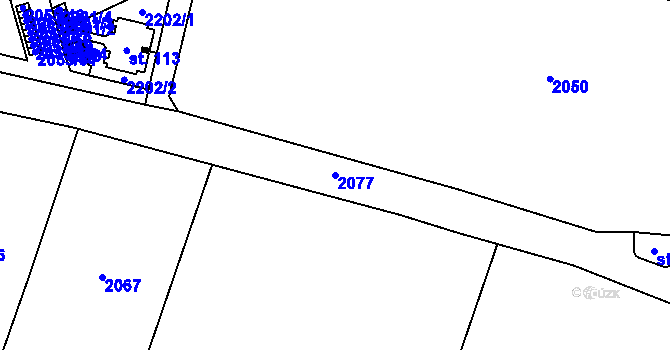 Parcela st. 2077 v KÚ Mlýnický Dvůr, Katastrální mapa