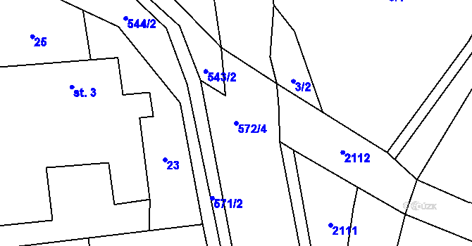 Parcela st. 572/4 v KÚ Mlýnický Dvůr, Katastrální mapa