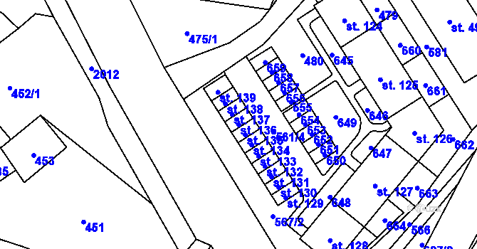 Parcela st. 136 v KÚ Mlýnický Dvůr, Katastrální mapa