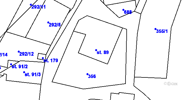 Parcela st. 89 v KÚ Moravský Karlov, Katastrální mapa