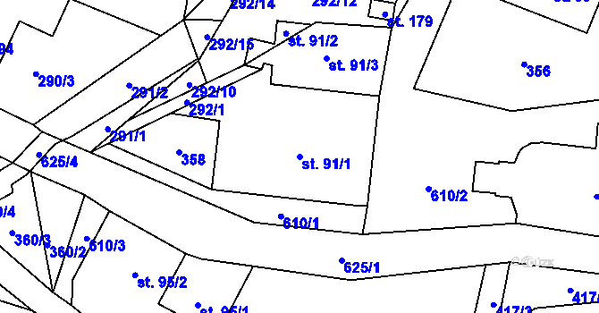 Parcela st. 91/1 v KÚ Moravský Karlov, Katastrální mapa