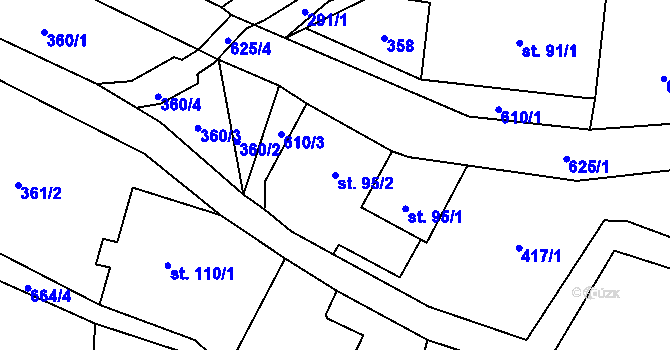 Parcela st. 95/2 v KÚ Moravský Karlov, Katastrální mapa