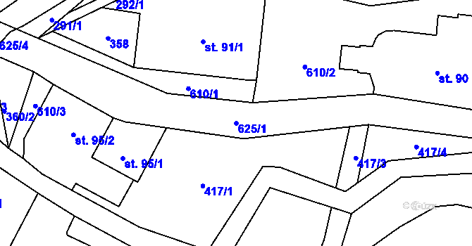 Parcela st. 625/1 v KÚ Moravský Karlov, Katastrální mapa