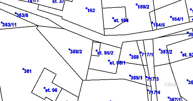 Parcela st. 95/2 v KÚ Šanov u Červené Vody, Katastrální mapa