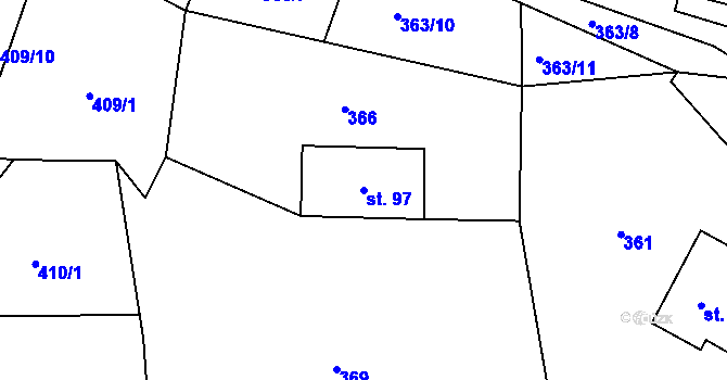 Parcela st. 97 v KÚ Šanov u Červené Vody, Katastrální mapa