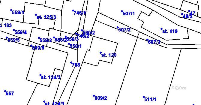 Parcela st. 120 v KÚ Šanov u Červené Vody, Katastrální mapa
