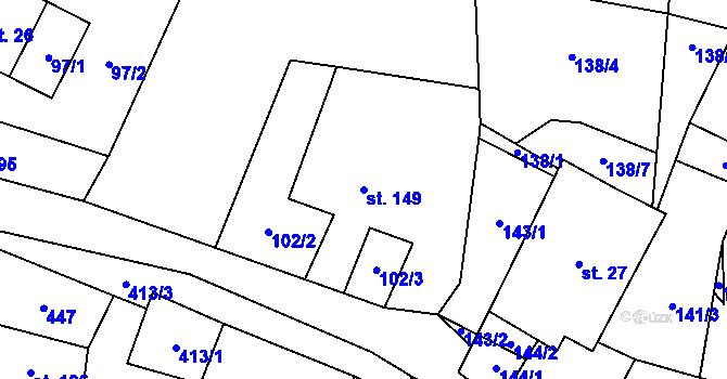 Parcela st. 149 v KÚ Šanov u Červené Vody, Katastrální mapa