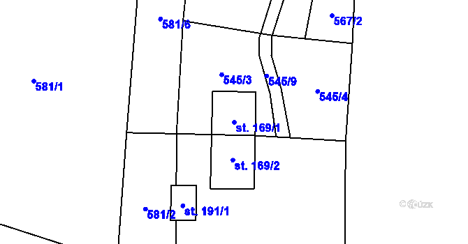 Parcela st. 169/1 v KÚ Šanov u Červené Vody, Katastrální mapa