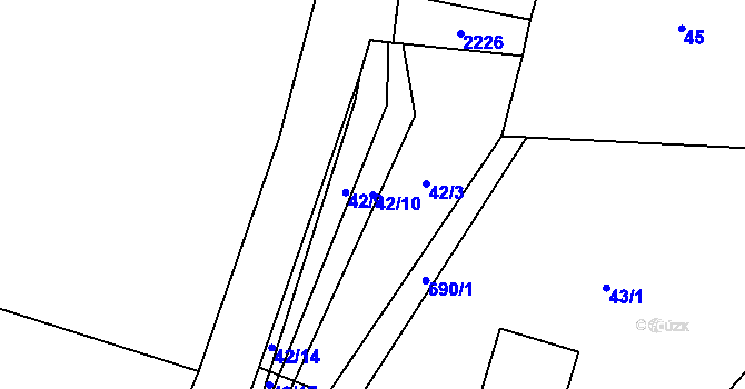 Parcela st. 42/10 v KÚ Šanov u Červené Vody, Katastrální mapa
