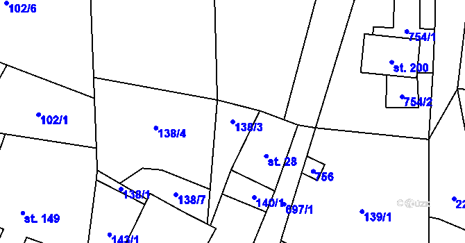 Parcela st. 138/3 v KÚ Šanov u Červené Vody, Katastrální mapa