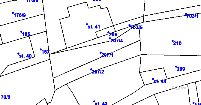 Parcela st. 207/1 v KÚ Šanov u Červené Vody, Katastrální mapa