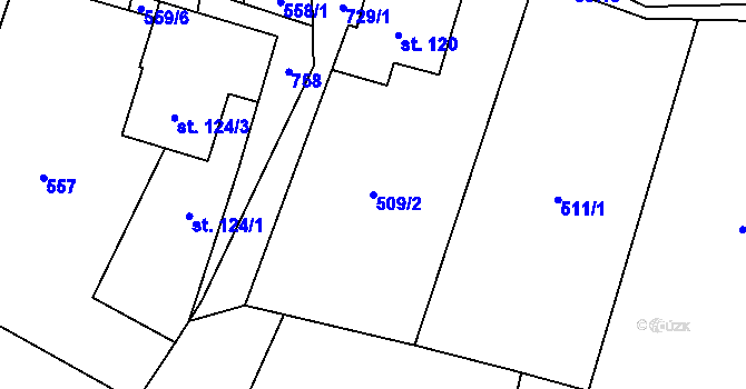 Parcela st. 509/2 v KÚ Šanov u Červené Vody, Katastrální mapa