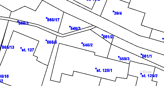 Parcela st. 546/2 v KÚ Šanov u Červené Vody, Katastrální mapa