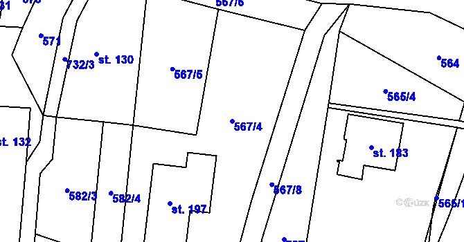 Parcela st. 567/4 v KÚ Šanov u Červené Vody, Katastrální mapa