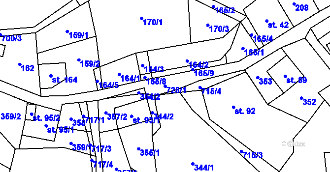 Parcela st. 728/1 v KÚ Šanov u Červené Vody, Katastrální mapa
