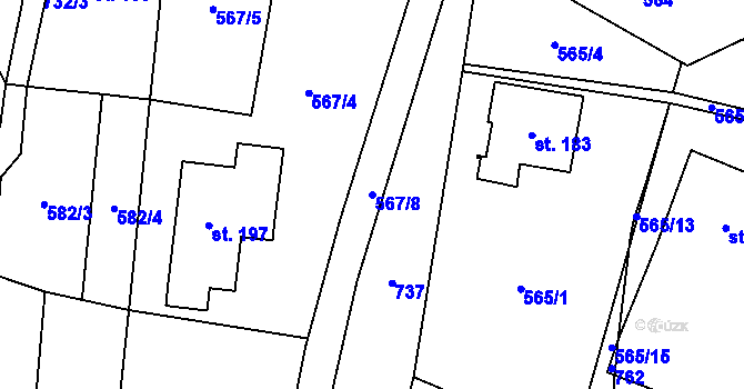 Parcela st. 567/8 v KÚ Šanov u Červené Vody, Katastrální mapa