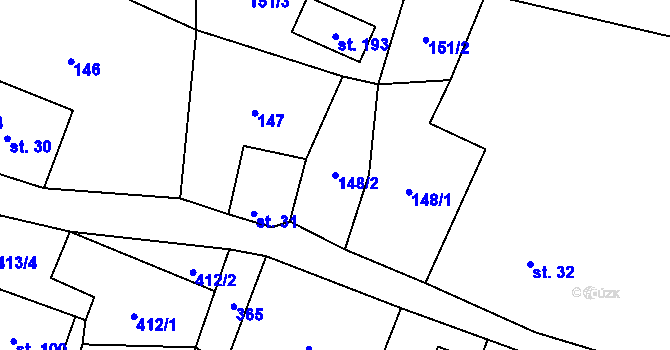 Parcela st. 148/2 v KÚ Šanov u Červené Vody, Katastrální mapa