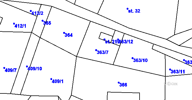 Parcela st. 363/7 v KÚ Šanov u Červené Vody, Katastrální mapa