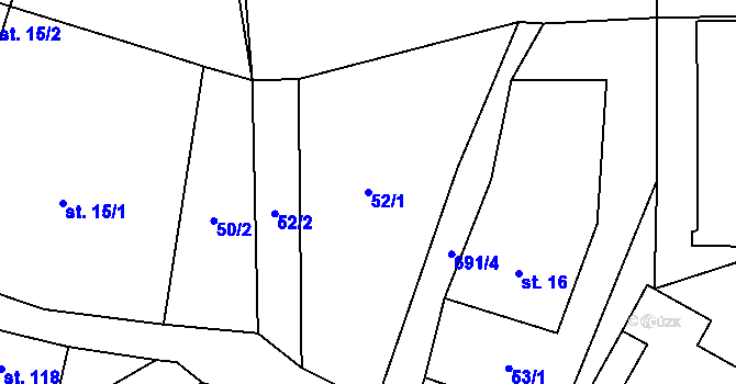 Parcela st. 52/1 v KÚ Šanov u Červené Vody, Katastrální mapa
