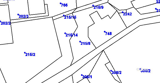 Parcela st. 215/8 v KÚ Šanov u Červené Vody, Katastrální mapa