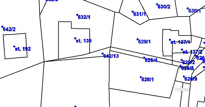 Parcela st. 642/13 v KÚ Šanov u Červené Vody, Katastrální mapa