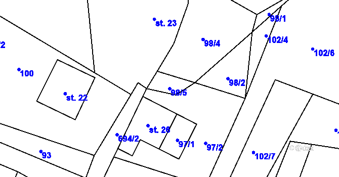 Parcela st. 98/5 v KÚ Šanov u Červené Vody, Katastrální mapa