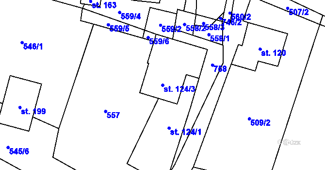 Parcela st. 124/3 v KÚ Šanov u Červené Vody, Katastrální mapa