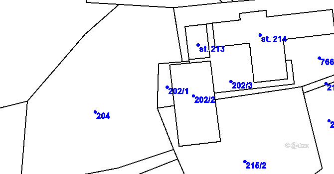 Parcela st. 202/1 v KÚ Šanov u Červené Vody, Katastrální mapa