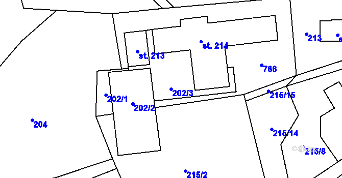 Parcela st. 202/3 v KÚ Šanov u Červené Vody, Katastrální mapa