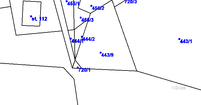 Parcela st. 443/9 v KÚ Šanov u Červené Vody, Katastrální mapa