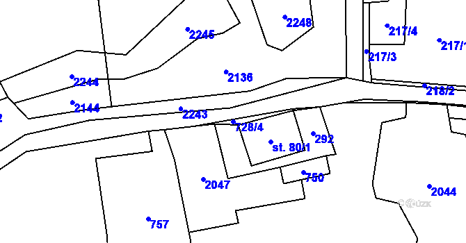Parcela st. 728/4 v KÚ Šanov u Červené Vody, Katastrální mapa