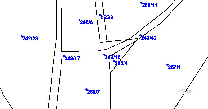 Parcela st. 242/16 v KÚ Bludov v Čechách, Katastrální mapa