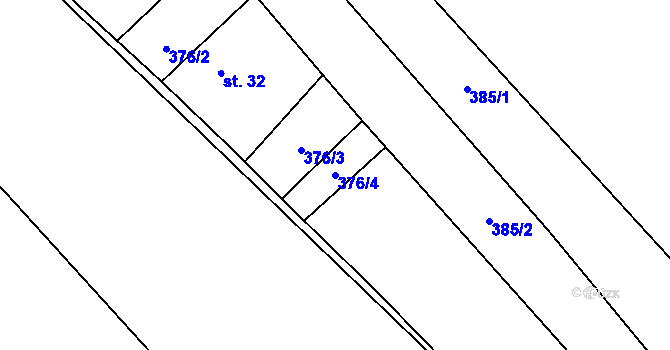 Parcela st. 376/4 v KÚ Bludov v Čechách, Katastrální mapa