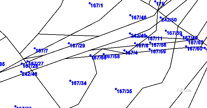 Parcela st. 167/58 v KÚ Bludov v Čechách, Katastrální mapa