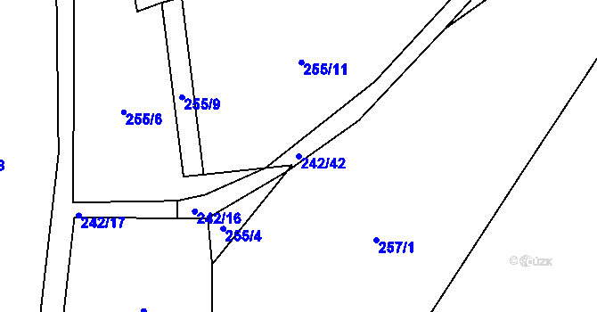 Parcela st. 242/42 v KÚ Bludov v Čechách, Katastrální mapa