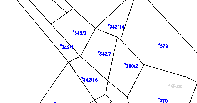 Parcela st. 342/7 v KÚ Bludov v Čechách, Katastrální mapa