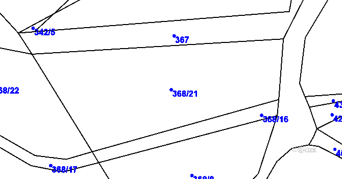 Parcela st. 368/21 v KÚ Bludov v Čechách, Katastrální mapa