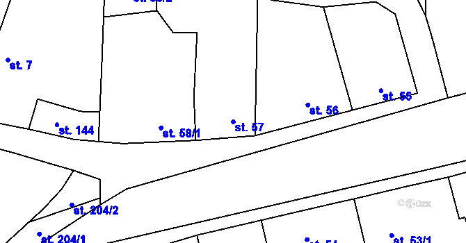 Parcela st. 57 v KÚ Červené Janovice, Katastrální mapa