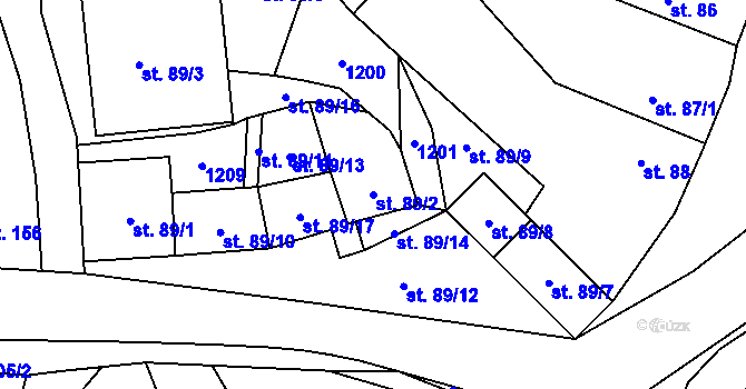 Parcela st. 89/2 v KÚ Červené Janovice, Katastrální mapa