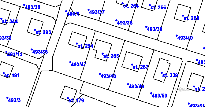Parcela st. 265 v KÚ Červené Janovice, Katastrální mapa
